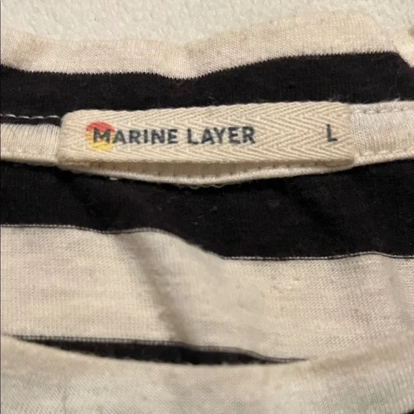 Marine Layer like new Women’s Striped Drop Shoulder Short Sleeve Pocket Tee L - Picture 5 of 5